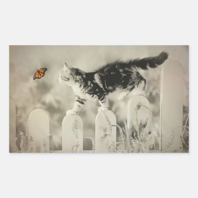 Kitten and Butterfly Sticker (Front)