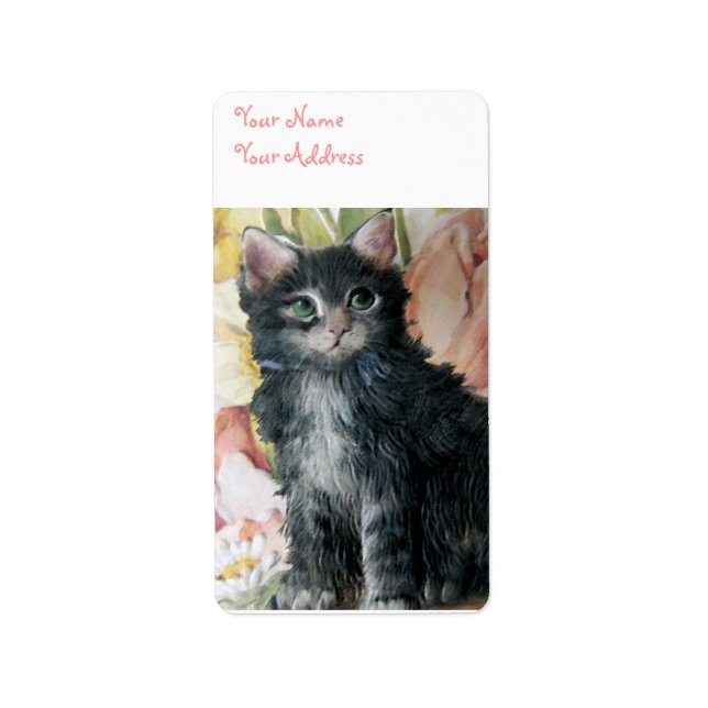 Kitten And Flowers Label (Front)