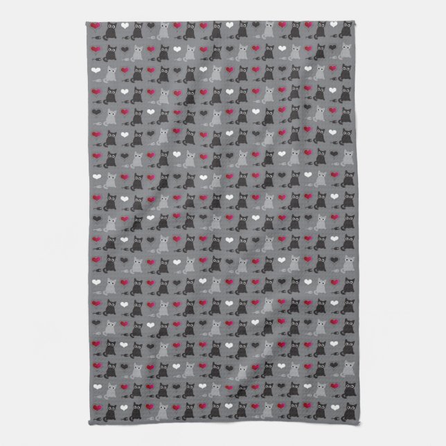 kitten and mice pattern kitchen towel (Vertical)