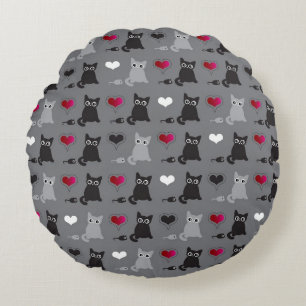 kitten and mice pattern round pillow