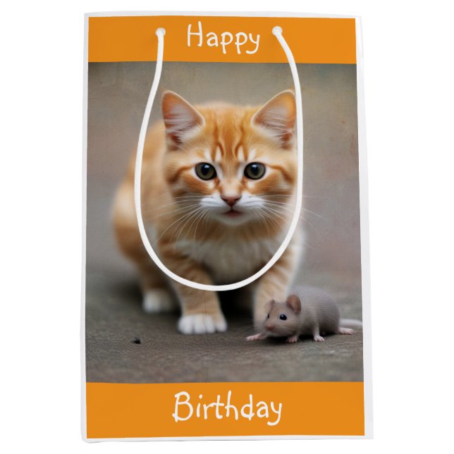 Kitten and Mouse  Medium Gift Bag (Front)