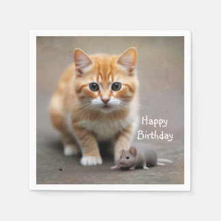 Kitten and Mouse  Napkin