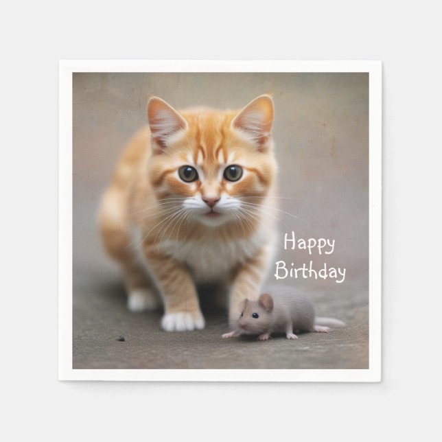Kitten and Mouse  Napkin (Front)