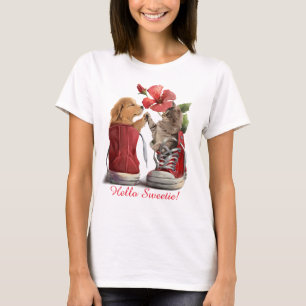 Kitten and puppy greet each other T-Shirt