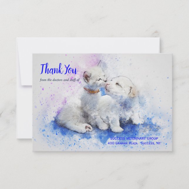 Kitten and Puppy Veterinary Thank You Cards (Front)