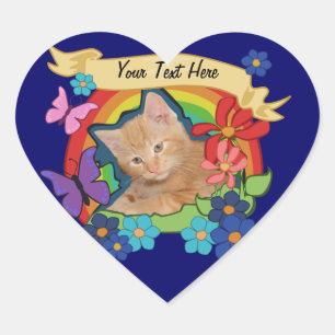 Kitten and Rainbow Heart Stickers