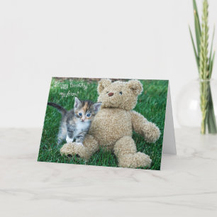 Kitten and Teddy Bear Friends Card