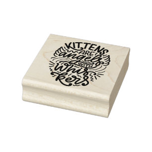 Kitten Angel Quote  Rubber Stamp