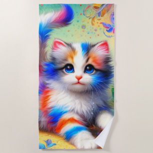 Kitten Art Beach Towel