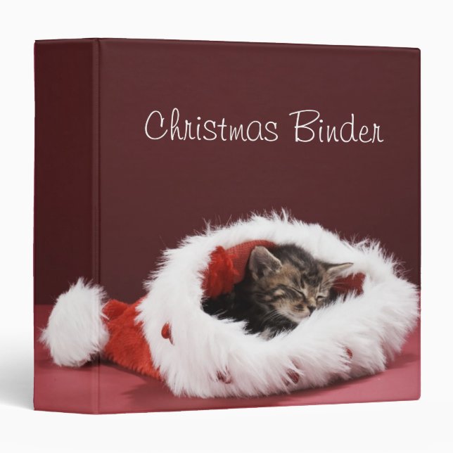 Kitten asleep in Christmas hat Binder (Front/Spine)
