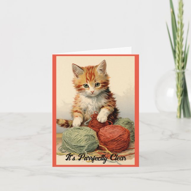 Kitten Avec Fer Carte de voeux Anniversaire (Devant)