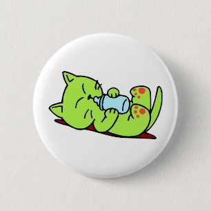 Kitten Baby Bottle 2 Inch Round Button