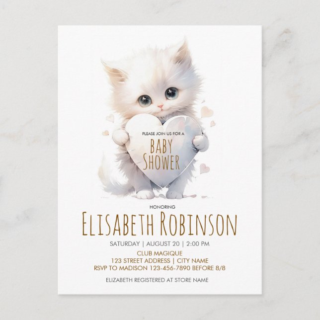 Kitten Baby Shower Personalized Invitation Postcard (Front)