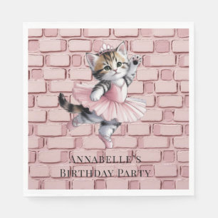 Kitten Ballerina Girl Birthday Party Napkin