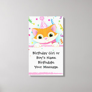 Kitten Birthday Memento Canvas Print