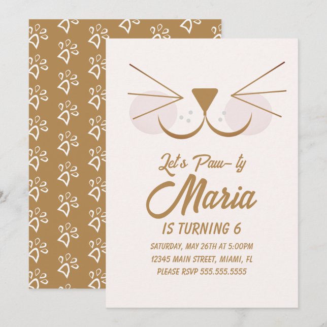 Kitten Birthday Paw-ty Party Animal Invitation (Front/Back)