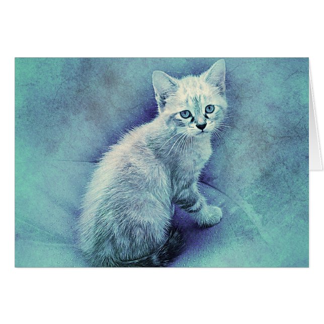 Kitten bleu | ABSTRAIT | Aquarelle (Devant horizontal)