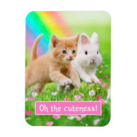 Kitten & Bunny with Rainbow