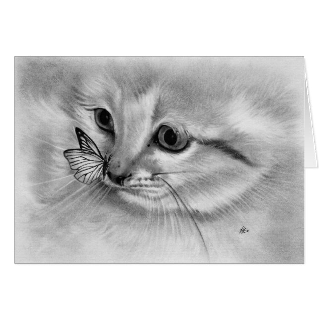 Kitten Butterfly Card (Front Horizontal)