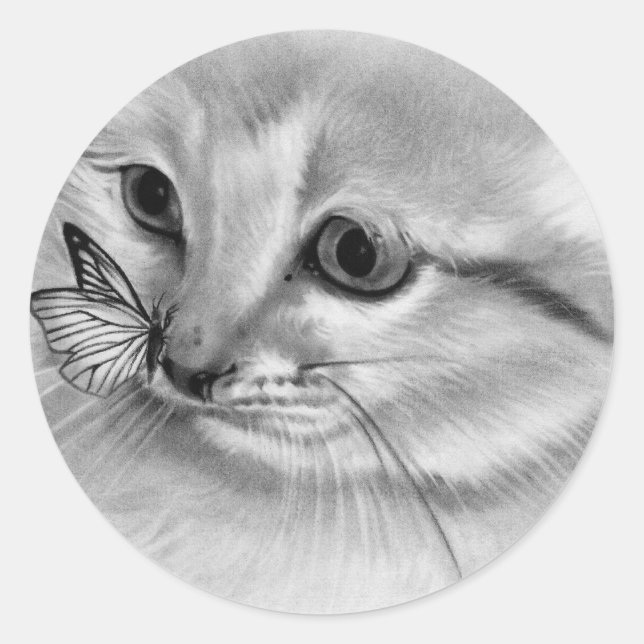 Kitten Butterfly Sticker (Front)