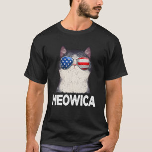 Kitten Cat  American Flag 4th Of July Meowica T-Shirt