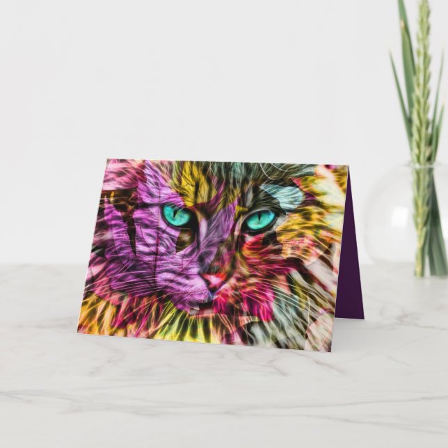 Kitten Cat Artsy Design Note Card (Front)