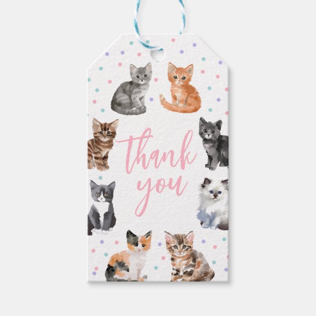 Kitten Cat Birthday Favour Tag (Front)