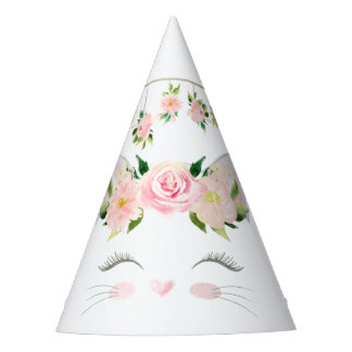 Kitten Cat Flowers Birthday Party Hat