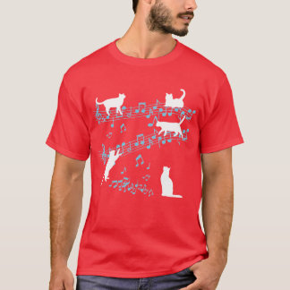 Kitten Cat Love Playing Musical Notes Music Lover T-Shirt