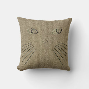 Kitten Cat Pillow, Brown with green eyes Throw Pillow
