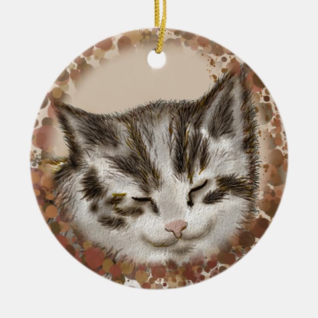 Kitten Cat Sleeping  ornament (Front)