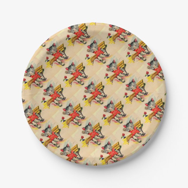 kitten cat student paper plate (Front)