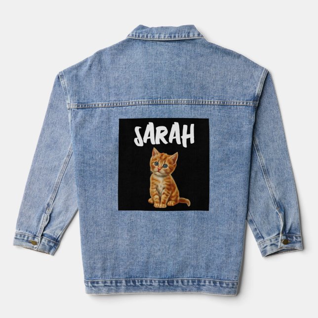 KITTEN CHAT GINGER PERSONNALISÉ Denim Jean Veste (Verso)