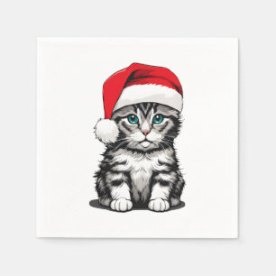 Kitten Christmas Napkin