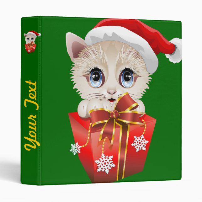 Kitten Christmas Père Noël avec Classeur cadeau (Devant/Côté)