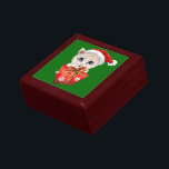Kitten Christmas Santa with Gift Gift Box<br><div class="desc">Cute Kitten Santa with big blue Eyes holding a Big Red Christmas Gift</div>