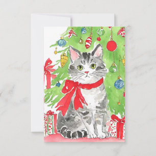 Kitten Christmas Watercolor Note Cards