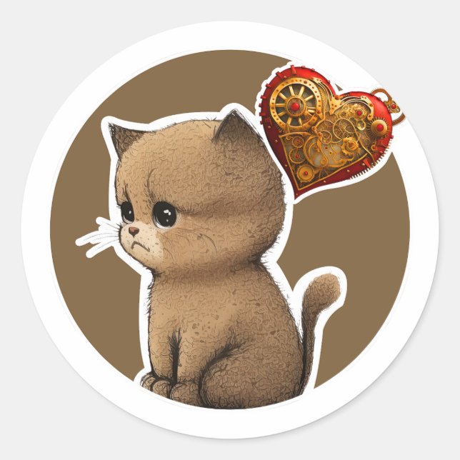 Kitten  classic round sticker (Front)