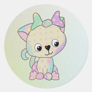 kitten classic round sticker