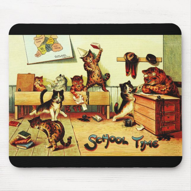 Kitten Classroom Chaos Louis Wain Mouse Pad (Front)