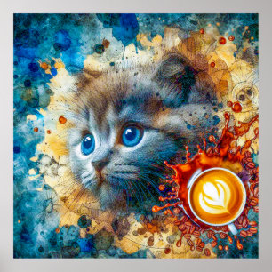 Kitten, Coffee and Dreams Poster