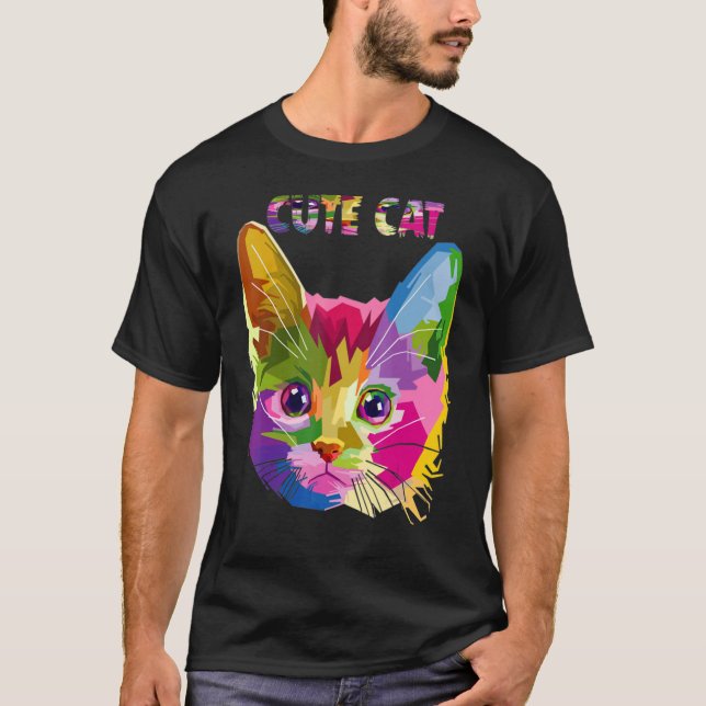 Kitten Colourful  For Cat  Cat Dad Cat Mom 4 T-Shirt (Front)