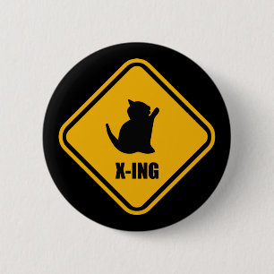 Kitten Crossing Cat Lover Street Sign 2 Inch Round Button