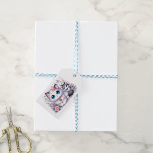 Kitten Cuteness Overload: Sparkling-Eyed Cat & dog Gift Tags
