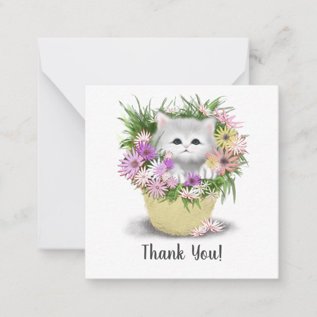 Kitten dans le panier Merci carte de note (Devant)