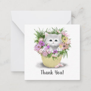 Kitten dans le panier Merci carte de note
