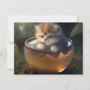 Kitten dans une tasse orange - Carte postale de ch