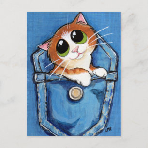 Kitten de gingembre dans une carte postale d'art d