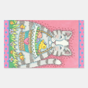 KITTEN & EASTER EGG BASKET, CAT STICKERS Sheet
