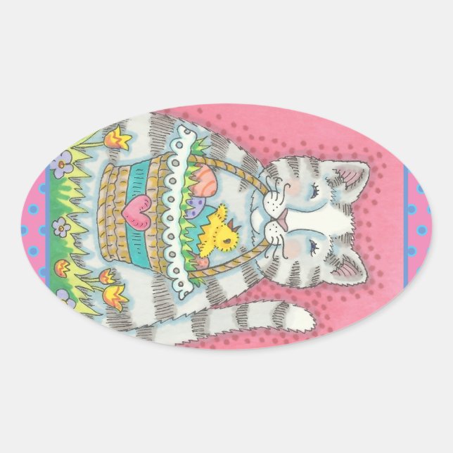 KITTEN &  EASTER EGG BASKET, CAT STICKERS Sheet (Front)